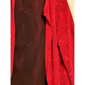 Coldwater Creek slinky red black open Cardigan shirt, medium